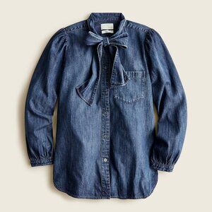 J CREW - Classic-Fit Tie-neck Chambray Shirt - Ladies Size 8